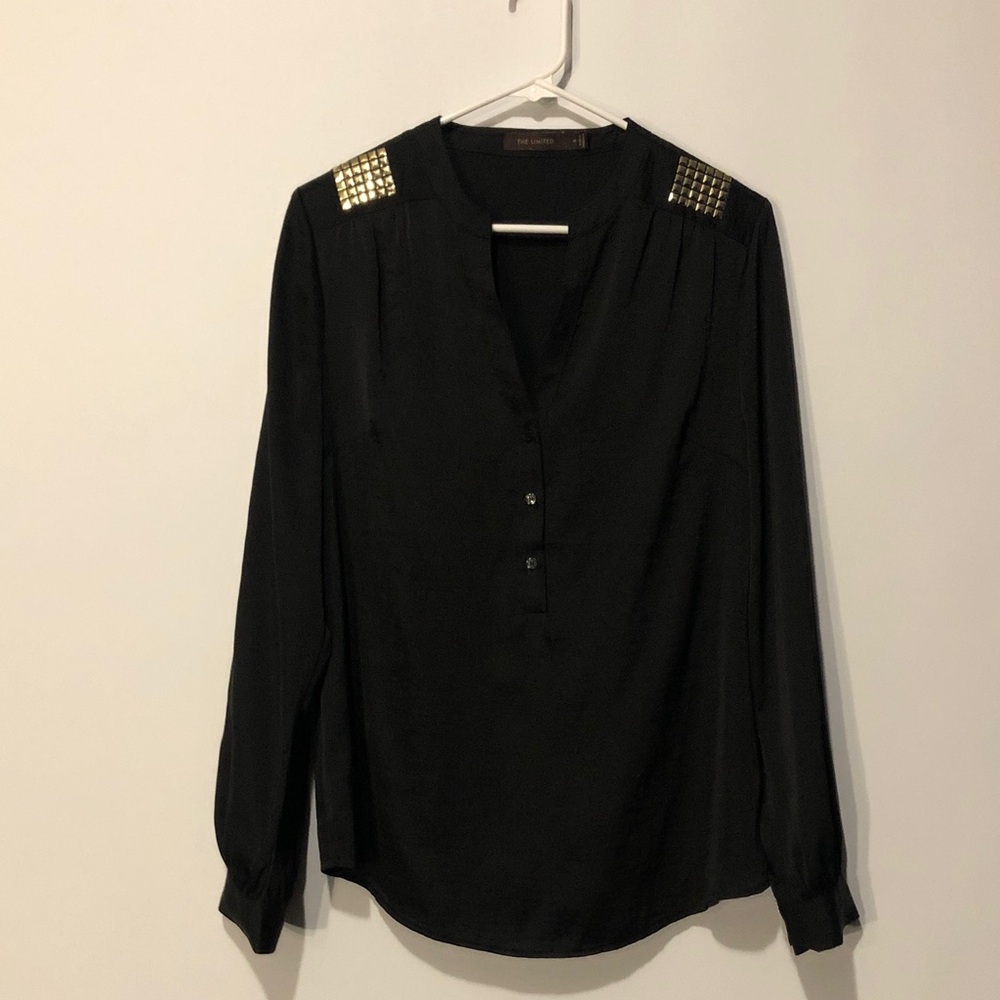 The Limited Black Blouse with Gold Studs